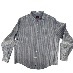 UNTUCKit Mens X Large Classic Fit Wrinkle Resist Linen Stripe Button Down Shirt